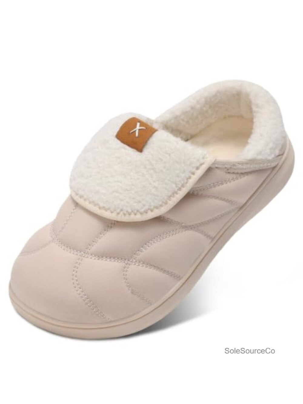 Quilted Puffer Slippers Fleece Lined Winter House Shoes Anti-Slip